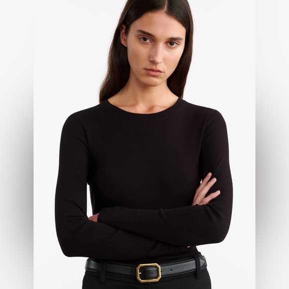 Nili Lotan Elegant Black Long Sleeve Top - Picture 1 of 4